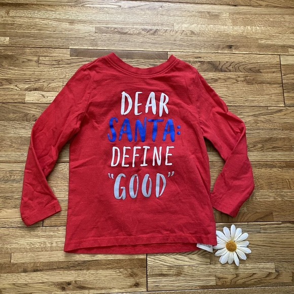 Old Navy "Dear Santa Define Good" Long Sleeve Shirt Size 3T - Picture 2 of 6